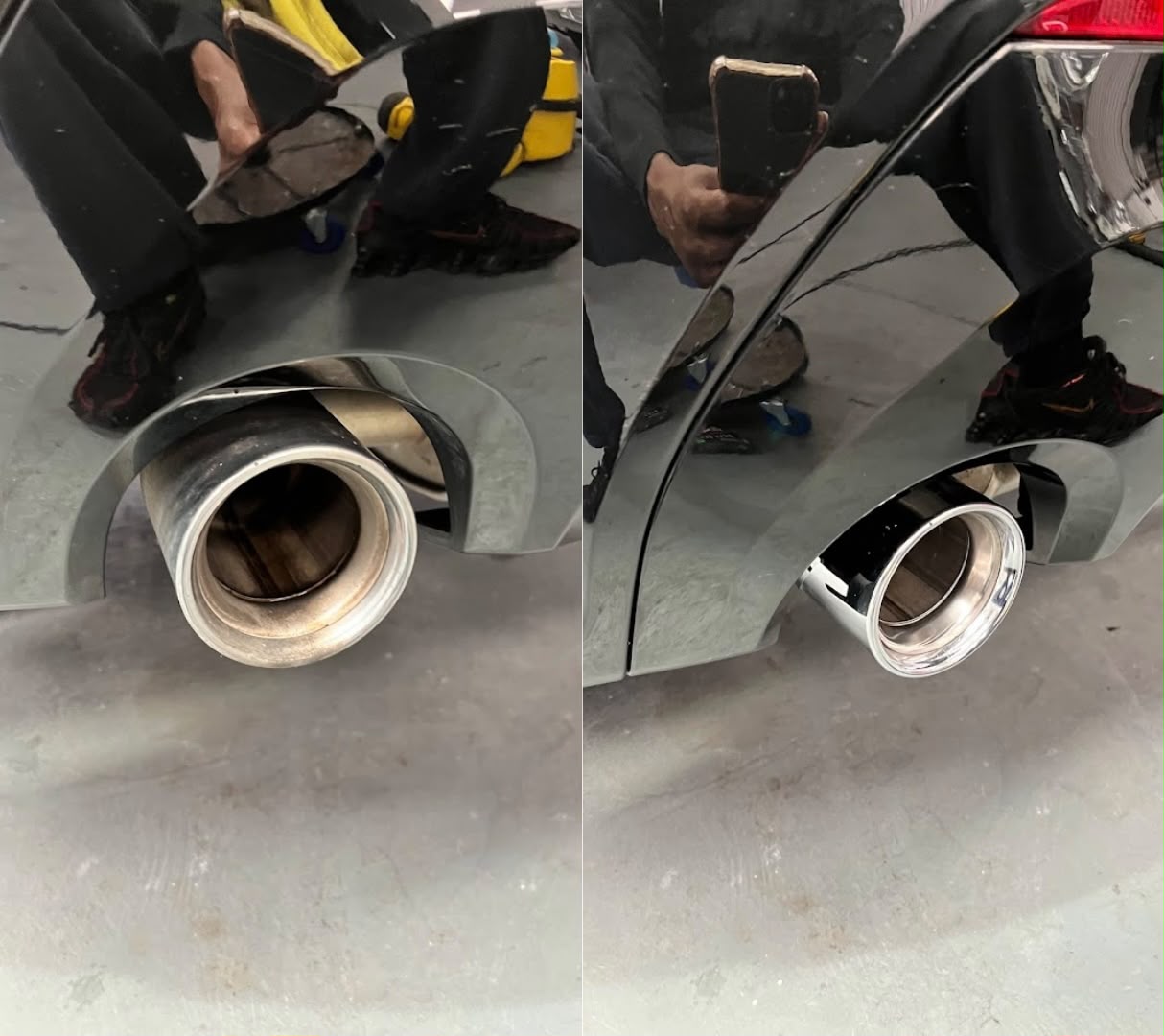 Before and after — exhaust tips
