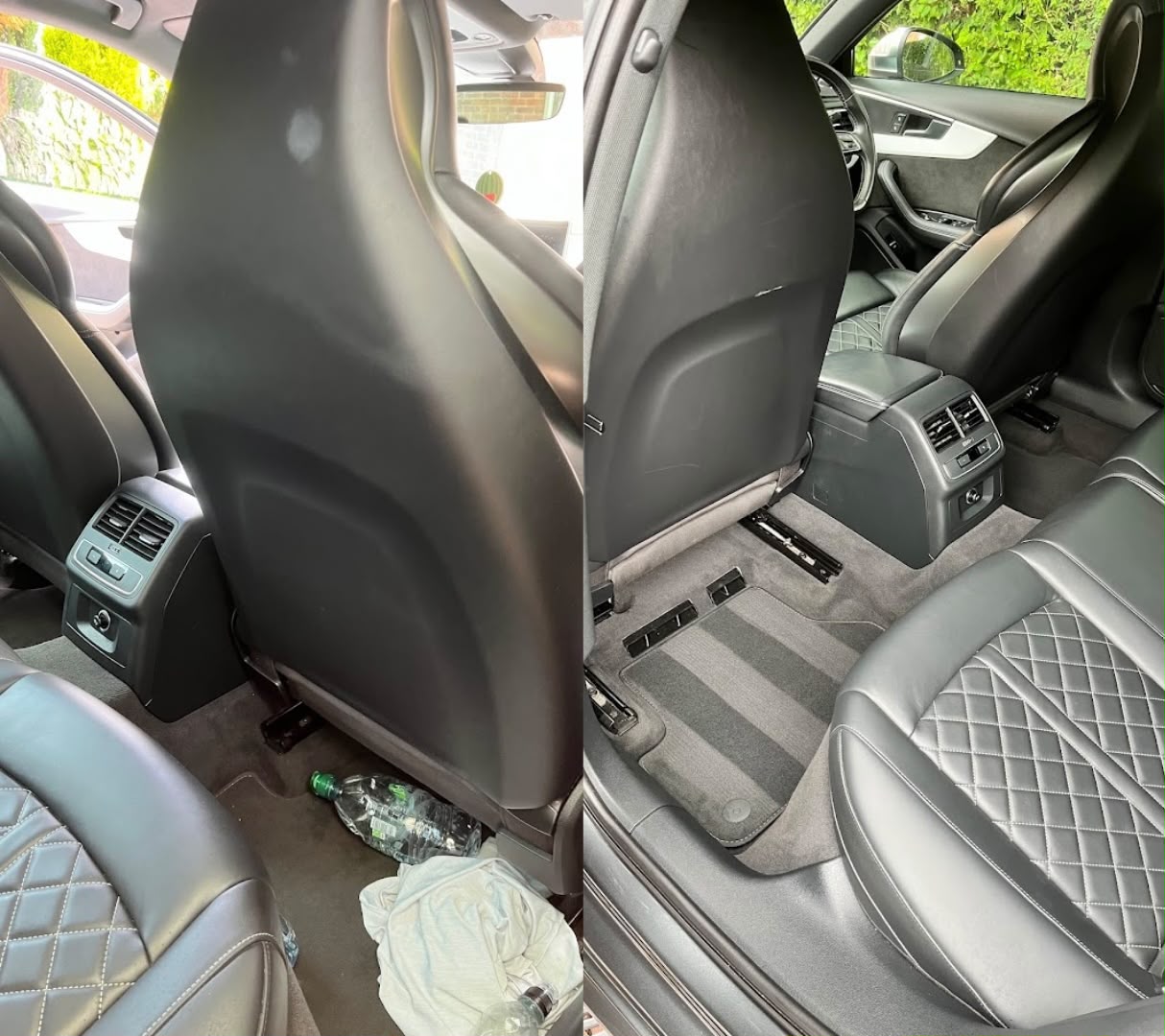 Before and after — seat and footwell