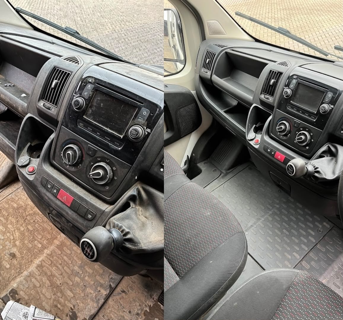 Before and after — van footwell